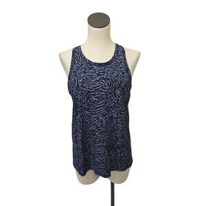 Athleta Ultimate Train Racerback Tank Top Navy Blue Print Womens Size Medium